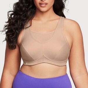 Glamorise No Bounce Cami Sports Bra US 40DD 1066 Cafe Wirefree Nude